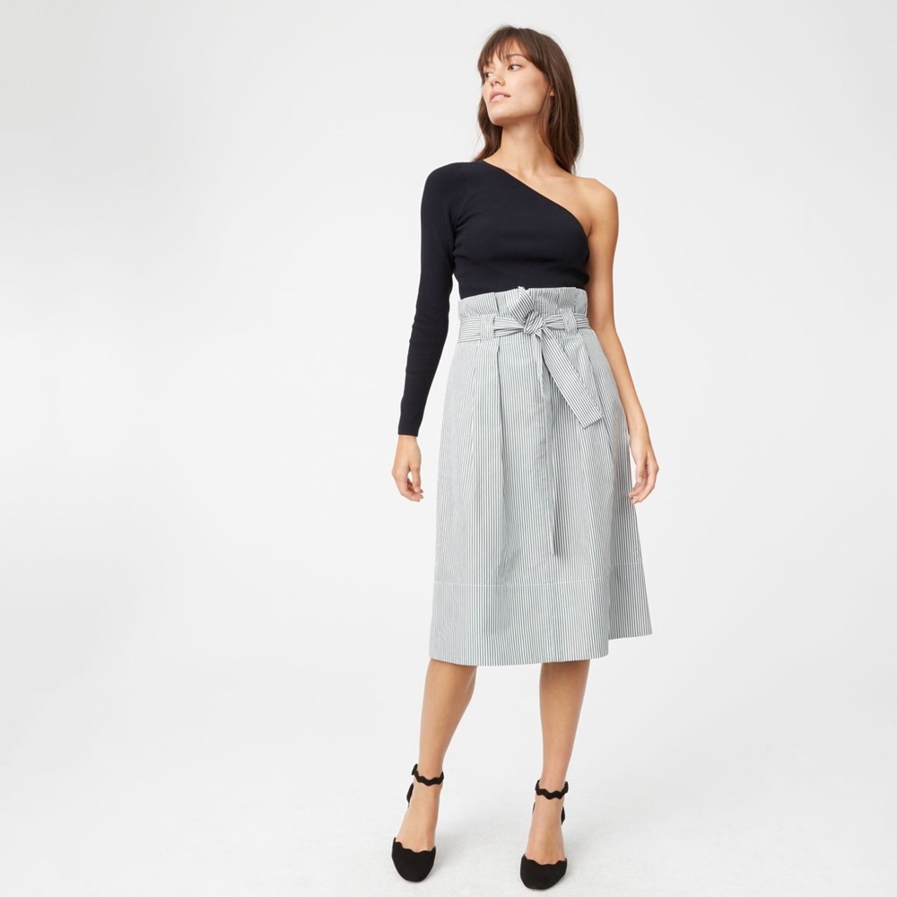 Club Monaco Dilys striped midi skirt with pockets